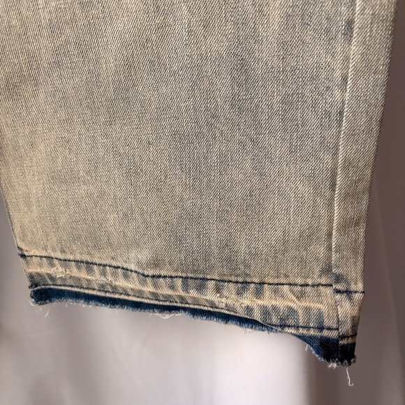 MNML Patchwork Denim Jeans Light Blue Wash Fabric Patches Button Fly Men's 36 - Picture 10 of 16